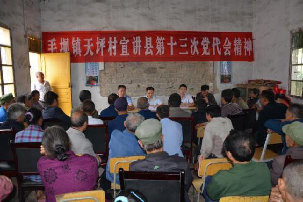 宣汉县毛坝镇天坪村召开县党代会精神宣讲大会